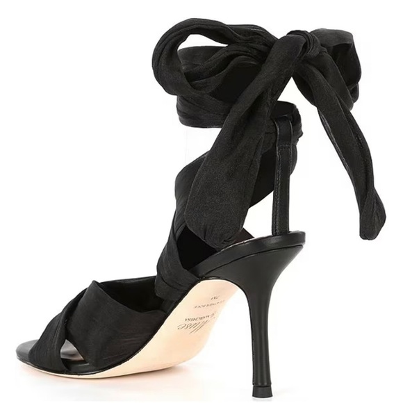 Muse by Marchesa Dahlia Chiffon Ankle Wrap Dress Sandals Black Heels size 9 NWOT - Picture 14 of 15